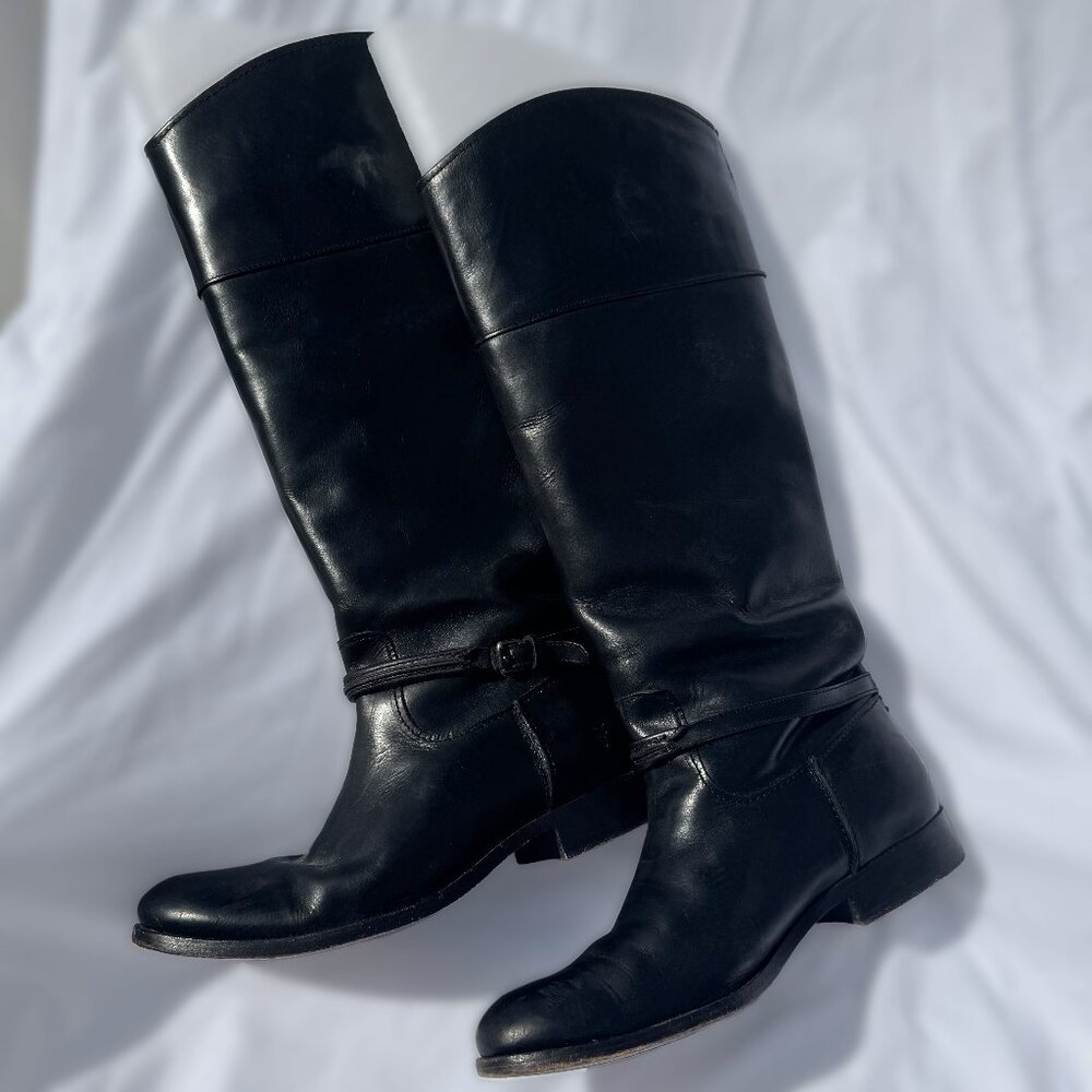 Frye Melissa Buckle Leather Tall Riding Boots